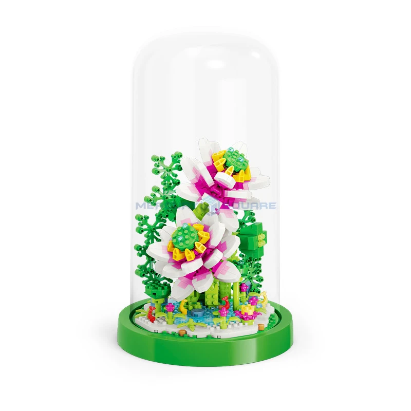 Fiori Di Loto Piante In Vaso Modello Building Blocks Moc My97103 Indoor Office Home Decoration Mattoni Creativi Giocattolo Regalo Ragazze Bambini
