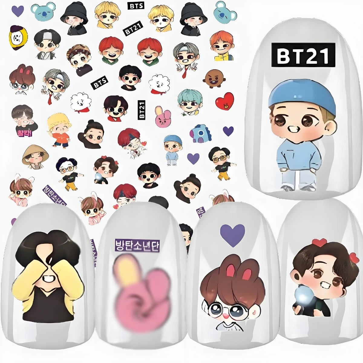 TSC-383 BT21 SHOOKY KOYA TATA 3D Nail Art Sticker Stamp Decal Nail Slider Decor for DIY Fashion nail stickers nail art decoration nail decals