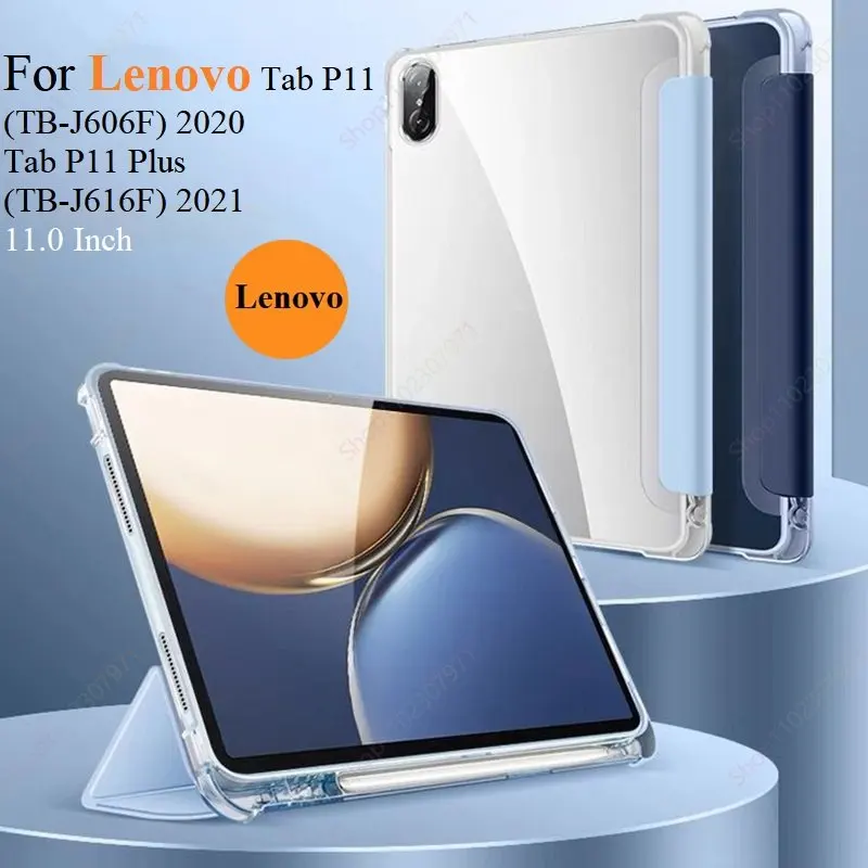 Capinha para Lenovo Tab P11 Plus 11 Polegada Tb-j607f Tb-j616f Macio Airtag Tpu Volta Tablet Capa para Tab P11 Tb-j606f Suporte Cases Funda