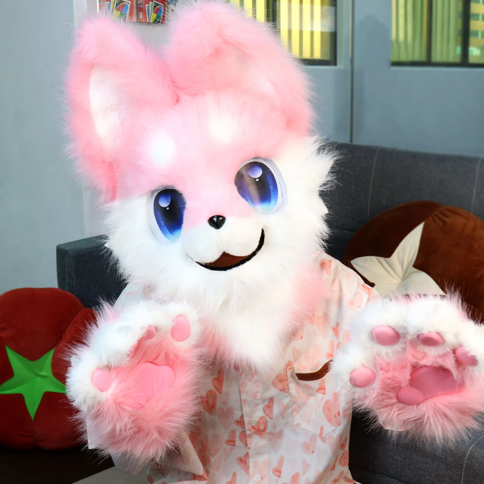 Tierkopfmaske, pelziger Fursuit, Plüschhund, Fuchsmasken für Partys, Cosplay, Kostümzubehör – Detail 3