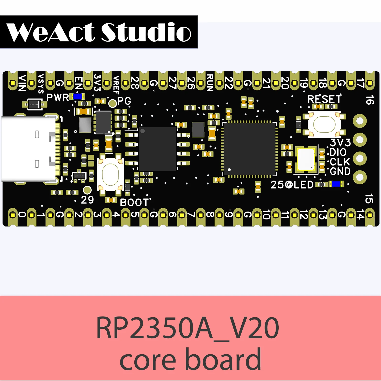 WeAct RP2350A_V20 Completely replace the original PICO2 Raspberry Pi RP2350 RISC-V Hazard3 520KByte SRAM 4or16MByte QSPI Flas 2