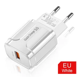 High - Speed 18W USB Charger with QC 3.0 Technology - EU Plug White