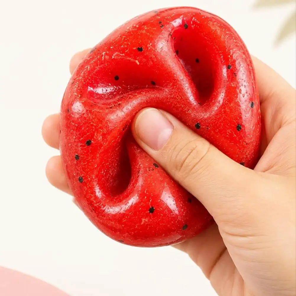 Watermelon Squeeze Ball - Handmade Squishy Fidget Toy with Crunchy Sound Realistic Simulation
