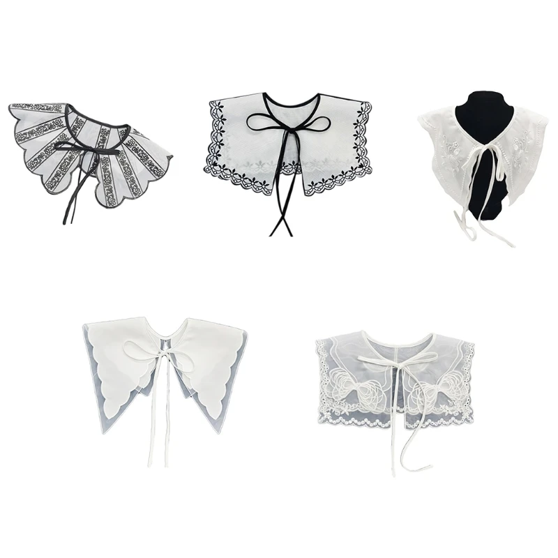 

Women Fake Collar Blouse Detachable Embroidered Neckwear Clothes Accessories