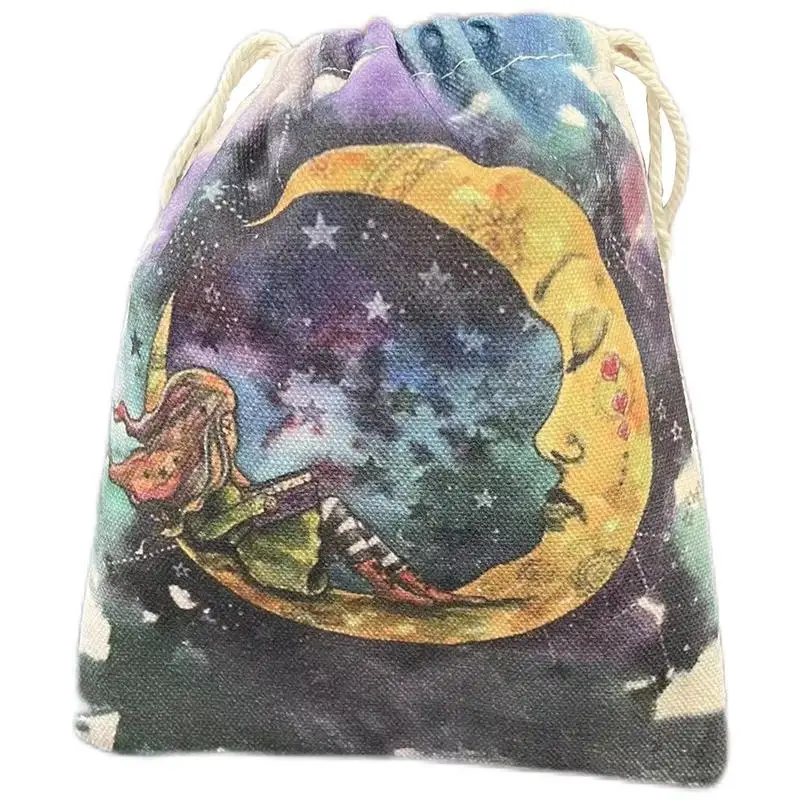 

Witchy Bag Pouch With Drawstring Divination Theme Crystal Gem Storage Bag Holder For Girls Kids Tarot Bag For Crystals Dices