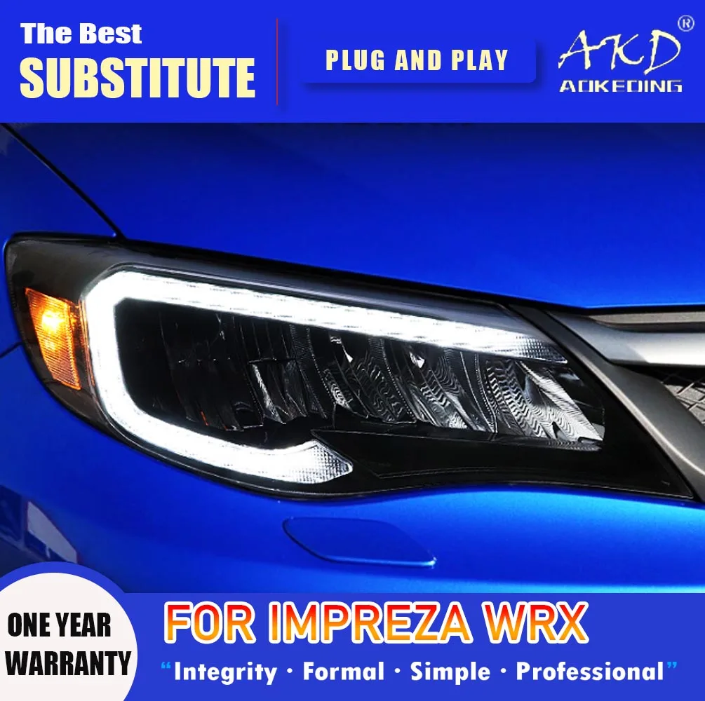 

AKD Head Lamp for Subaru WRX LED Headlight 2008-2014 Headlights Impreza DRL Turn Signal High Beam Angel Eye Projector Lens