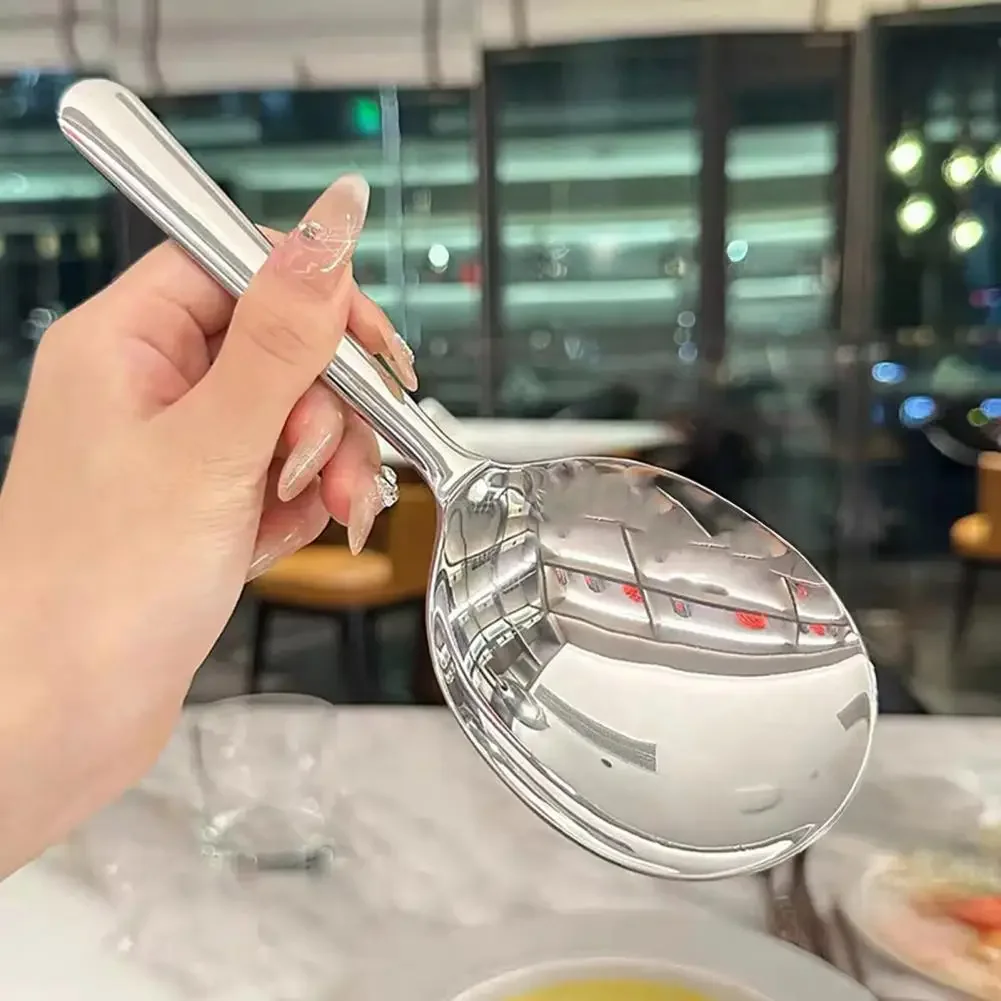Description Picture 4 of item1Pc Stainless Steel Ladles For Serving Soup Rice Serving Spoon Drain Hole Heat Insulated Handle Kitchen Utensils For Daily Use