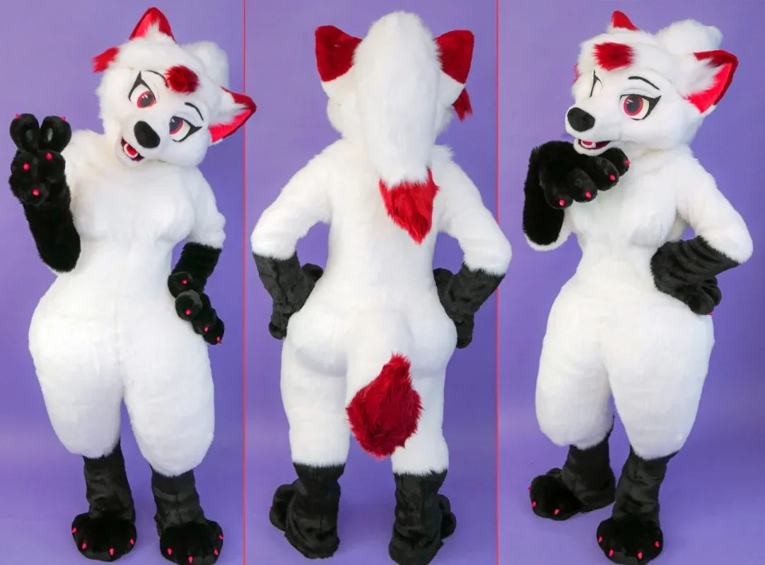 

White Fox Dog Fursuit Mascot Costumes Halloween Fancy Party Dress Cartoon Character Carnival Christmas Birthday Party Gift