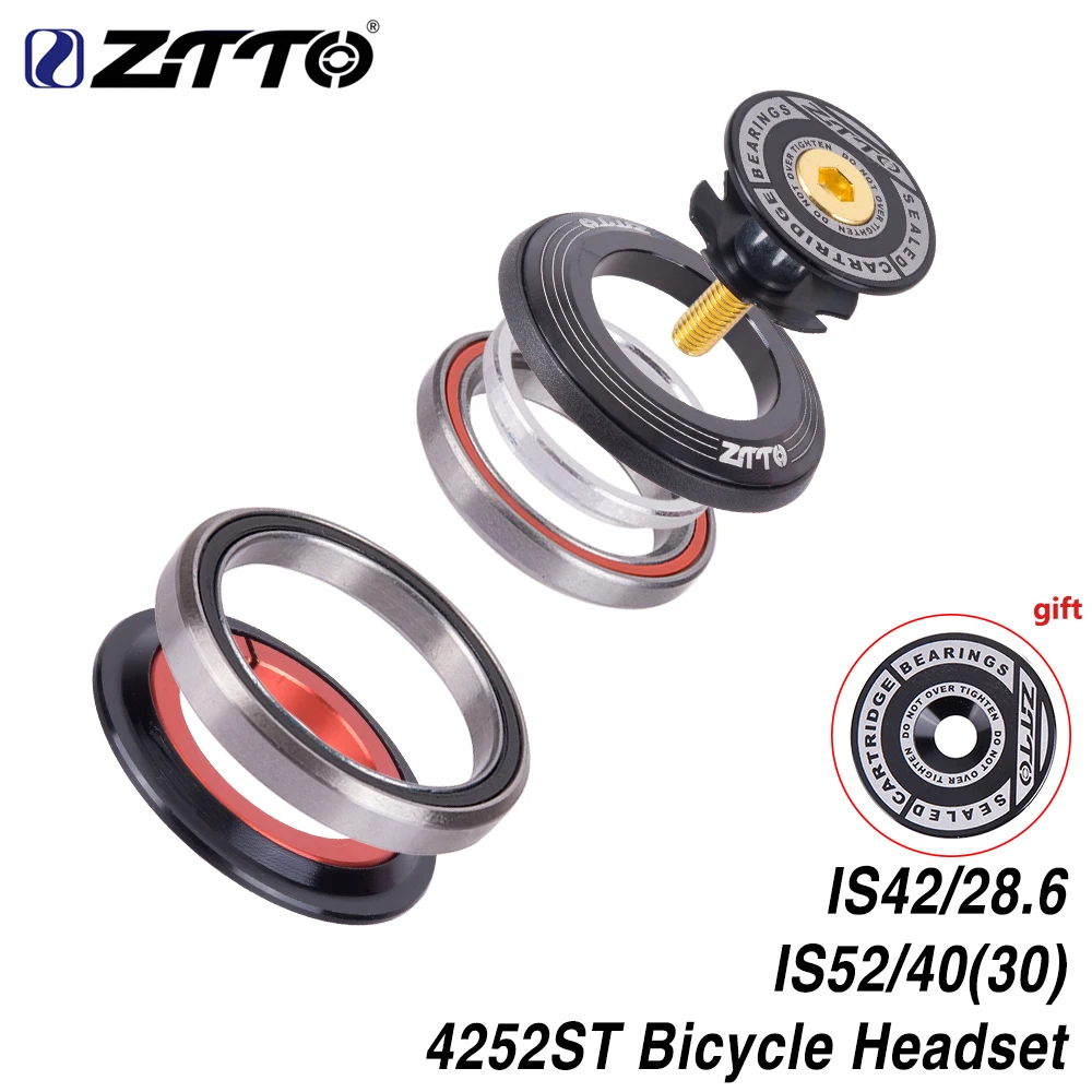 ZTTO 4252ST MTB Bike Road Bicycle Headset 42 41.8 52mm 1 1/8" 1 1/2" Tapered Straight fork Integrated Angular Contact Bearing