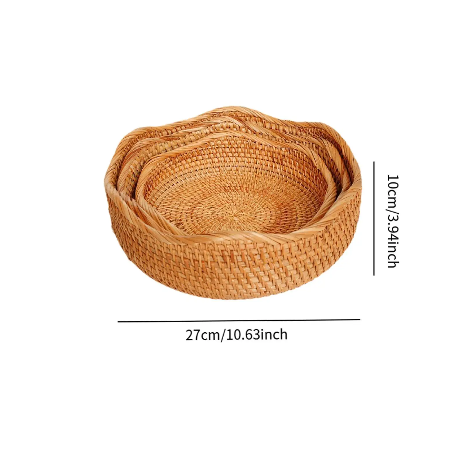 3x Woven Fruit Basket Portable Fruit Storage Holder for Tea Coffee Table 3x Woven Fruit Basket Portable Fruit Storage Holder for Tea Coffee Table