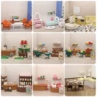 Miniature Items Furniture Family Toy Dollhouse Livingroom Bathroom Kitchen Classroom Set Pretend Creative Ideas Kids Toy Gift 2