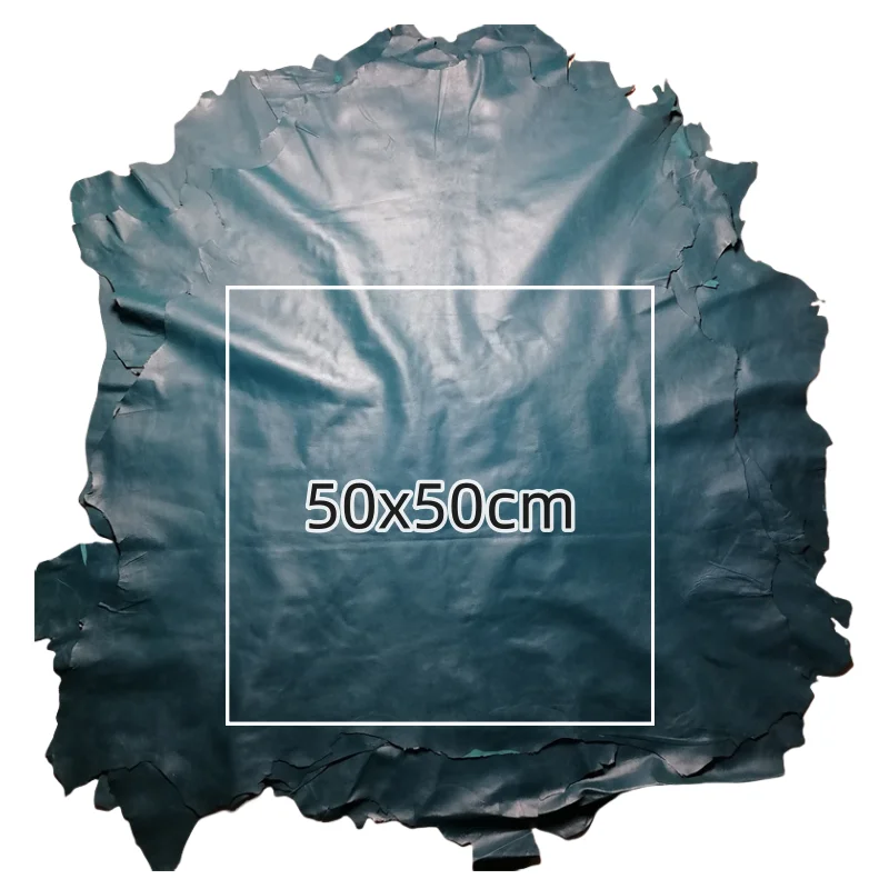Ultra-Thin Blue-Green Sheepskin Leather Fabric – Premium Handmade Material