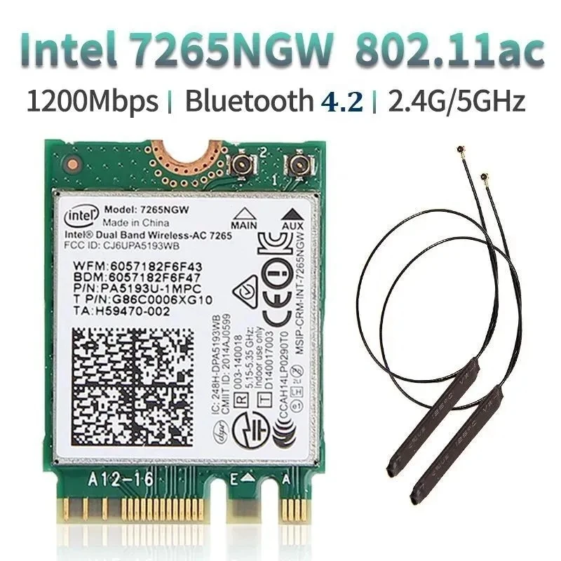 Wifi Adapter 1200Mbps Intel 7265 Bluetooth 4.2 M.2 NGFF Dual Band 2.4G