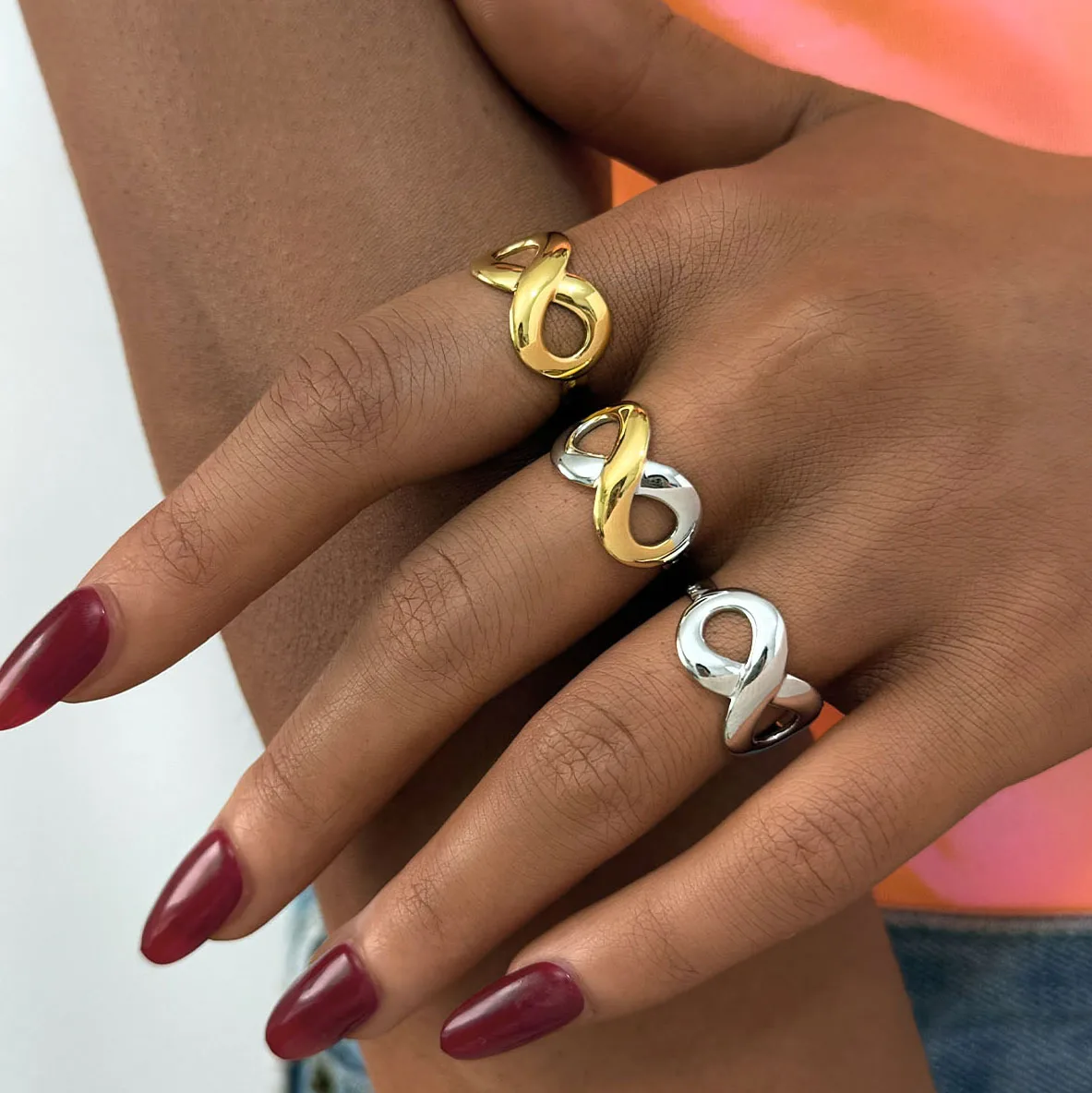 Geometrischer hohler verstellbarer Ring aus Edelstahl für Frauen, wasserdichter Schmuck, Großhandel, Geschenk für den täglichen Gebrauch, Urlaub am Meer usw