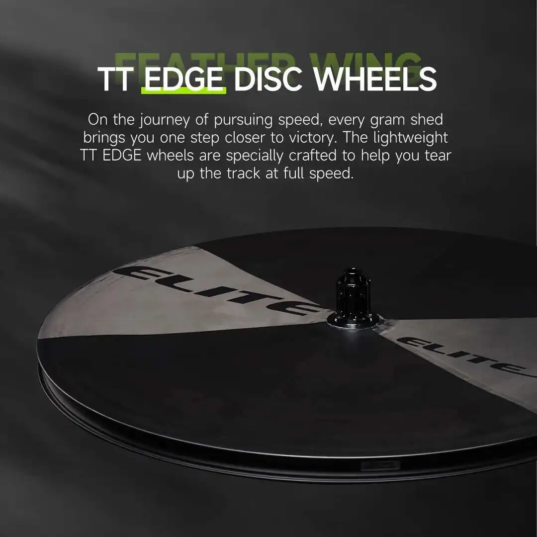 ELITEWHEELS EDGE TT Disc Wheels UD Raw Weave 1050g Weight 50T Ratchet Ceramic Bearing Competition Grade Carbon Fiber Disc Wheels