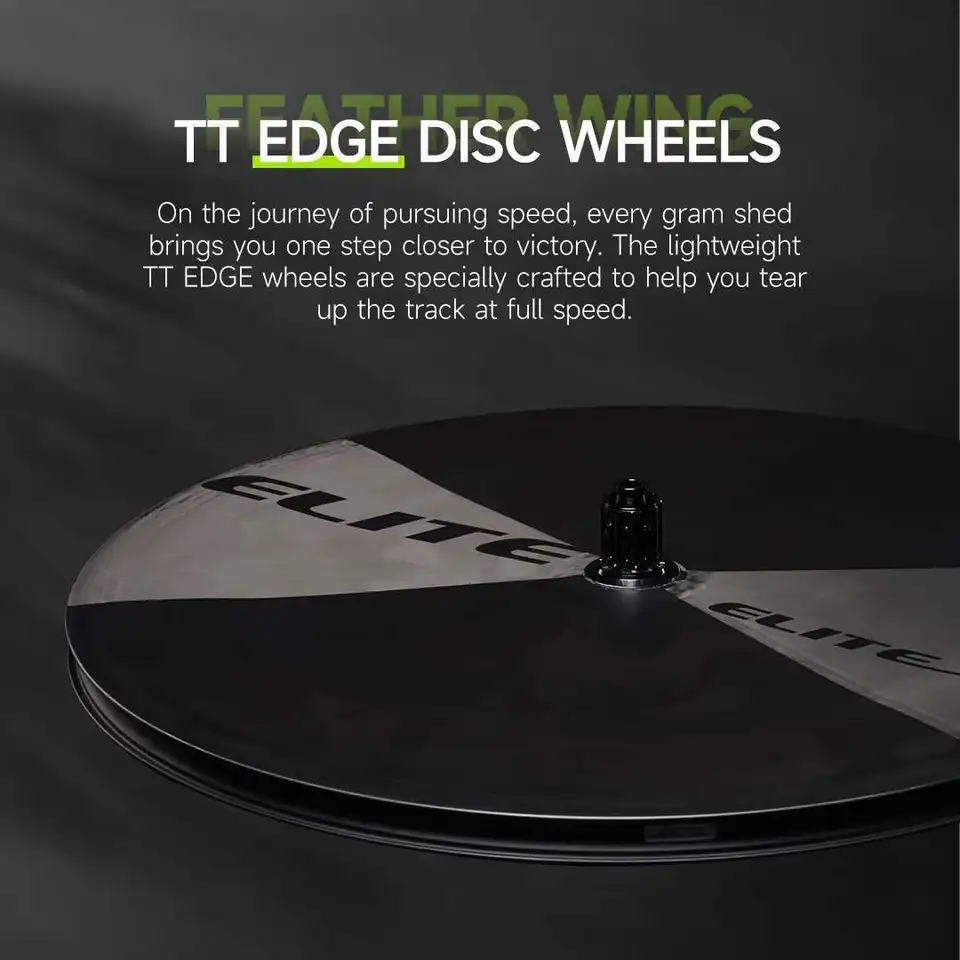 ELITEWHEELS EDGE TT Disc Wheels UD Raw Weave 1050g Weight 50T