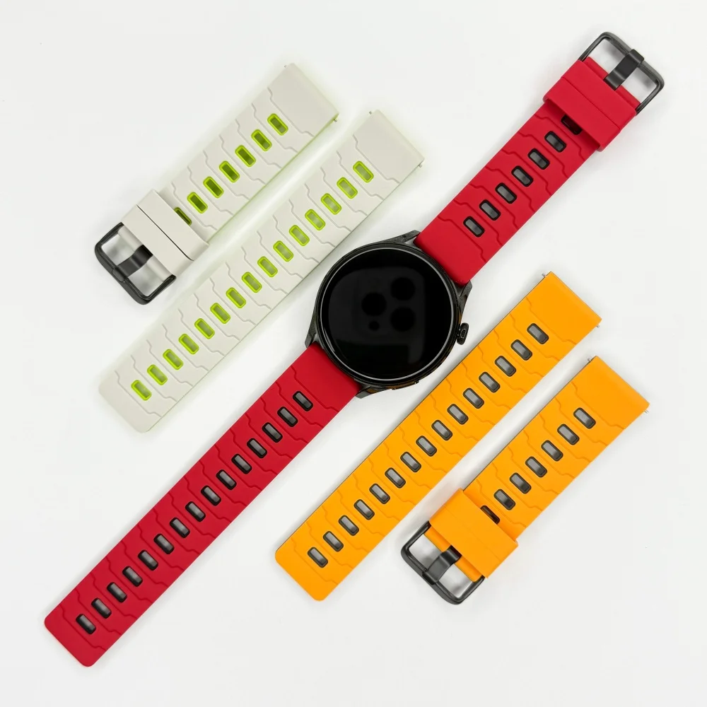 Versatile 22mm Sports Strap Replacement - Durable Rubber Bracelet