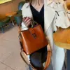 Real Oil Wax Leather Women's Bucket Bag Casual and Simple Handbag Large Capacity Ladies Cowhide Fashionable Crossbody Tote Bag 6