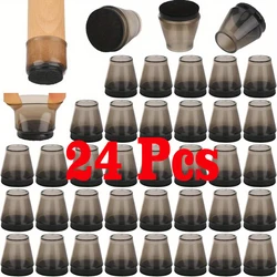 Silicone Felt Chair Leg Floor Protector Pads - 24 Pack, Anti - Scratch Furniture Caps (Black24Pcs)