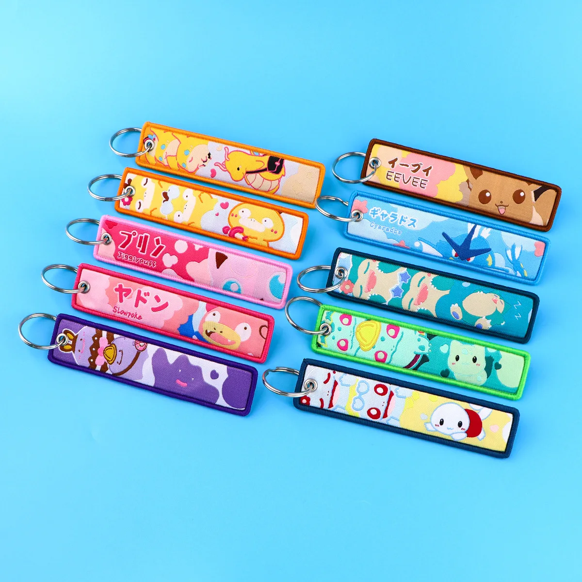 

Cartoon Anime Pokemon Mewtwo Keychain Lanyard Pokemon Pikachu Campus Door Hanging Decoration Woven Double Sided Fabric Keychain