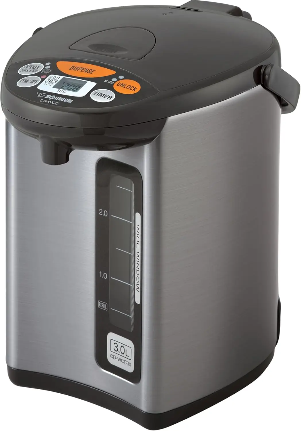 CD-WCC30 Micom Water Boiler and Warmer (101 oz, Silver Dark Brown) Optional Quick Temp Mode keeps water warm directly without