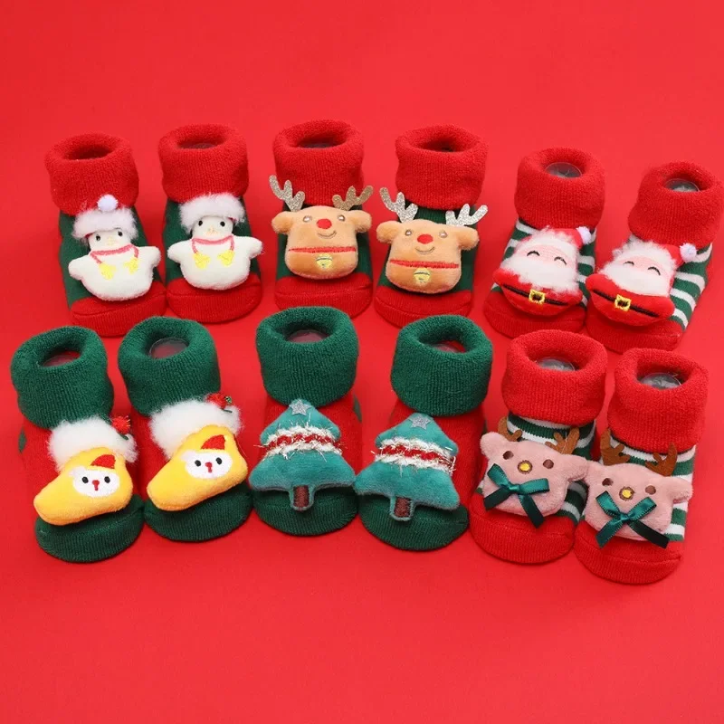 

New Fashion Christmas Baby Children's Socks Winter Baby Doll Glue Thick Wool Cotton Socks 0-1 Years Old