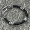 Viking Dragon Heads Nordic Runes Beads Diy Mens Womens Leather Bracelet Mythology Scandinavian Accessories Jewelry 2