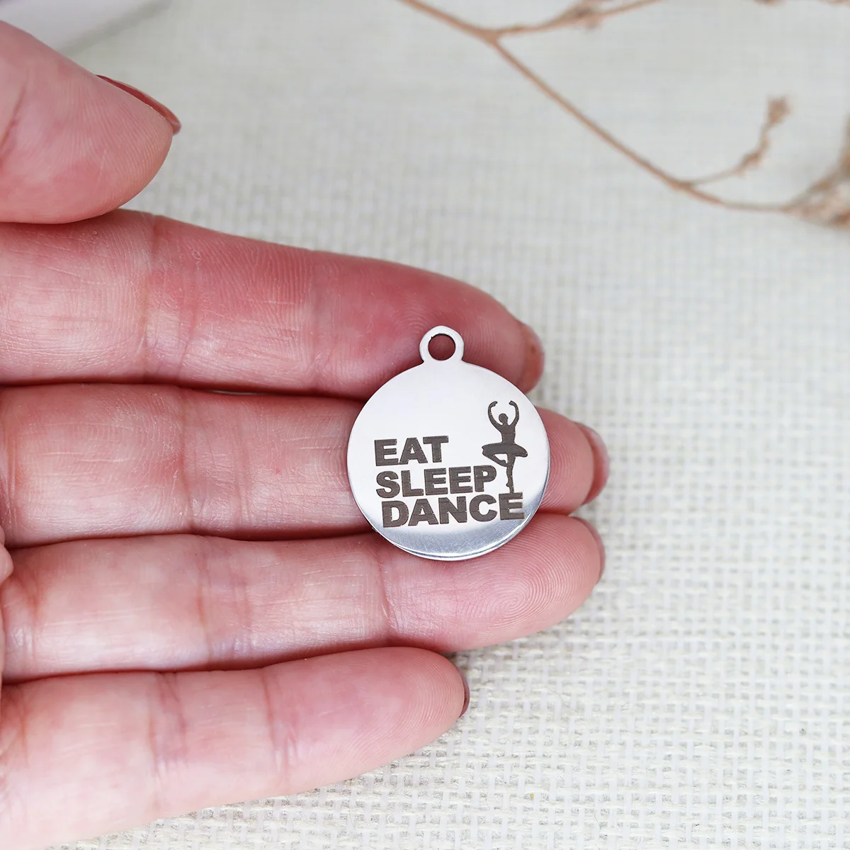 

3pcs/Lot Eat Sleep Dance Laser Engraved Stainless Steel High Polish Mirror Surface Pendant Charm DIY Dancer's Gift