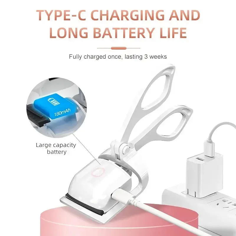 Iron Eyelash Curler Electric Curl Long Lasting Definition Eyelash Curler USB Rechargeable Heated Iron Eyebrow Magi