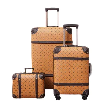 2-Piece Vintage PU Leather Rolling Luggage Set For Women & Men 24 1