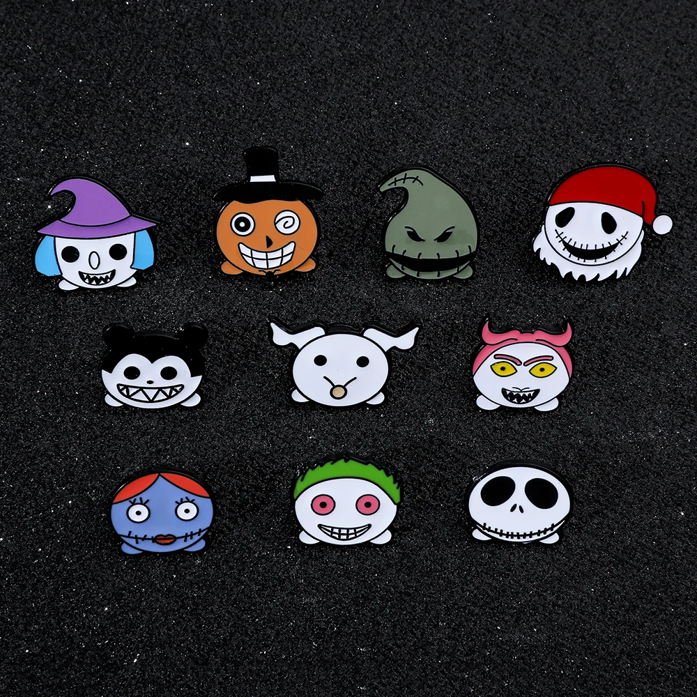 The Nightmare Before Christmas Cartoon Spille Smaltate Sally Jack Skellington Oogie Boogie Cute Pins Disney Anime Badge Jewelry