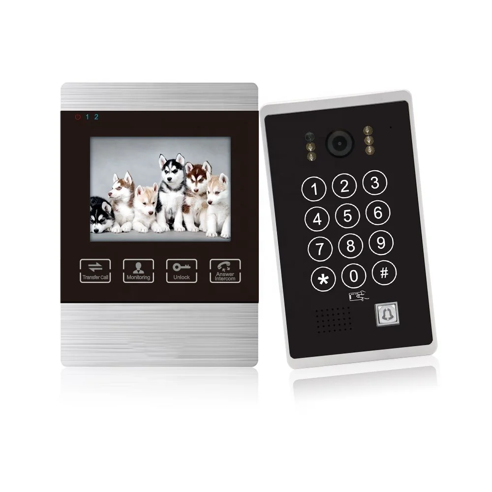 

4 inch villa video door phone access 2-wire intercom system kit with keypad