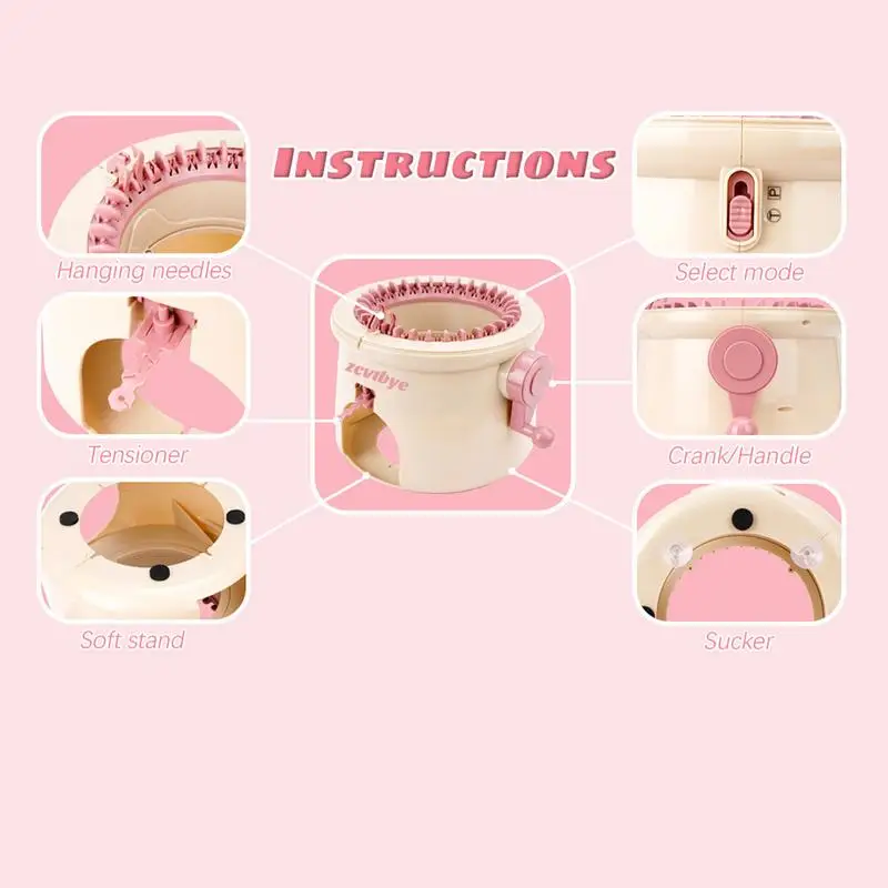 원형 뜨게 양모 기계, 양모 뜨게, DIY 핸드 크랭크 뜨게 기계, 직조 직기, 게으른 뜨게 액세서리, 32 바늘