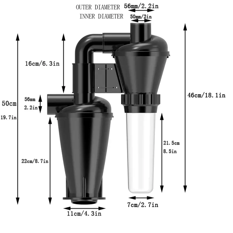 Double Filtration Cyclone Dust Collector 50mm/2'' DIY Turbocharged Woodworking Filter Industrial Separator Collector Canister - Image 4