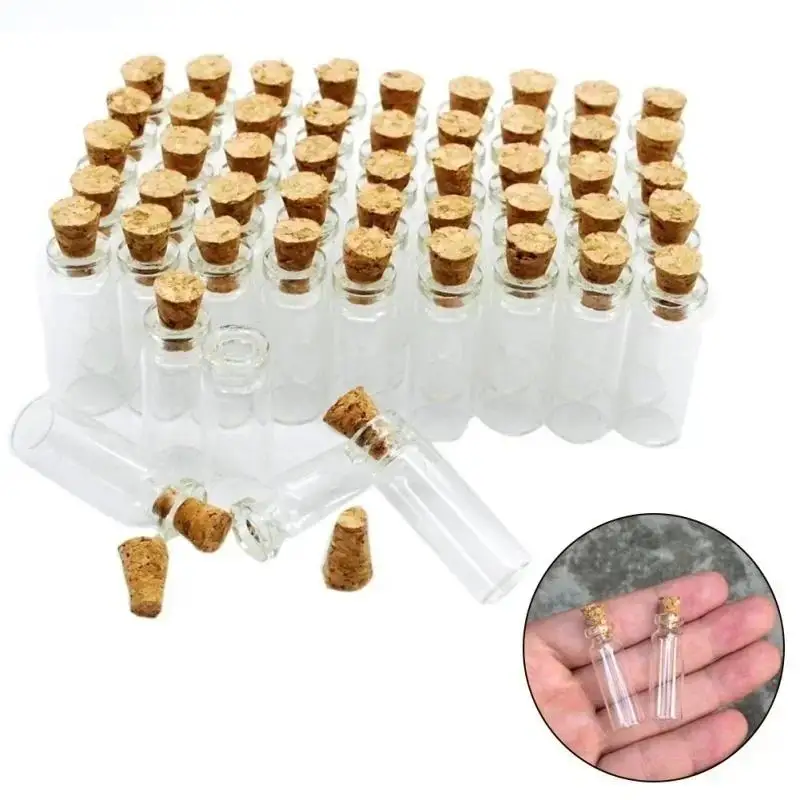 5/10Pc Creative Design Mini Clear Crystal Jars Lovely Cork Stoppers Glass Bottles Suitable Candles Essential Oils Decor DIYCraft