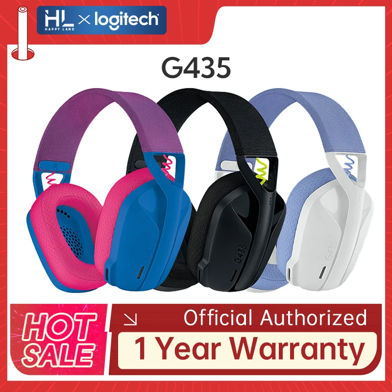 Original Logitech G435 LIGHTSPEED Wireless Gaming Headset Gamer