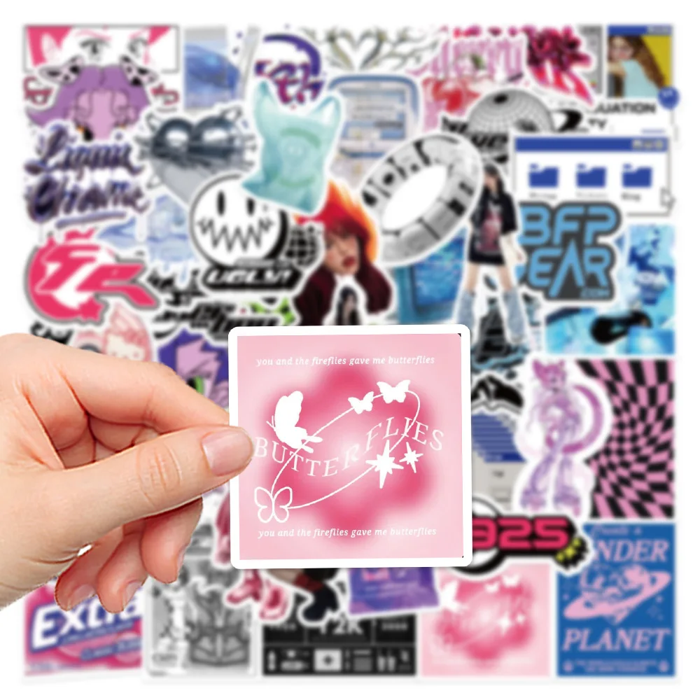 

53 шт. розовые кавайные готические наклейки Y2K домы для девочек, милые аниме эстетические наклейки, наклейки для телефона, чемодана, ноутбука, канцелярские принадлежности, автомобиль, игрушечная наклейка