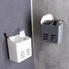 Plastic Toothpaste Shelf White/Grey Non-punch Toothbrush Toothpaste Holder Large Capacity Wall-mounted Comb Storage Container 3