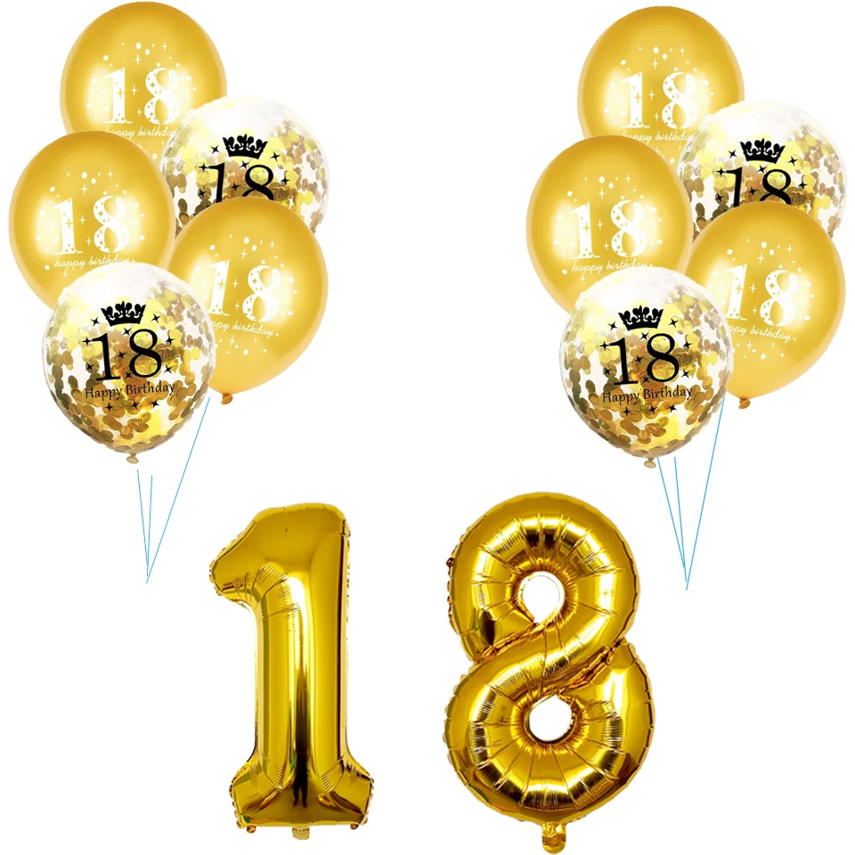 Decorazioni Compleanno 20 Anni Oro E Nero - Set Completo Con Striscione, Palloncini Numero 20, Bandierine Triangolari, Nastro E Spago