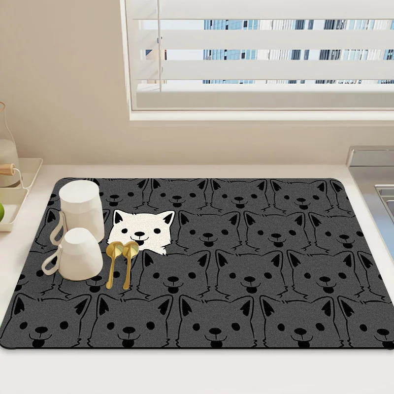 

Kitchen Countertop Absorbent Mat Soft Diatom Mud Drain Mat Tabletop Tableware Dry Coasters Bar Free Wash