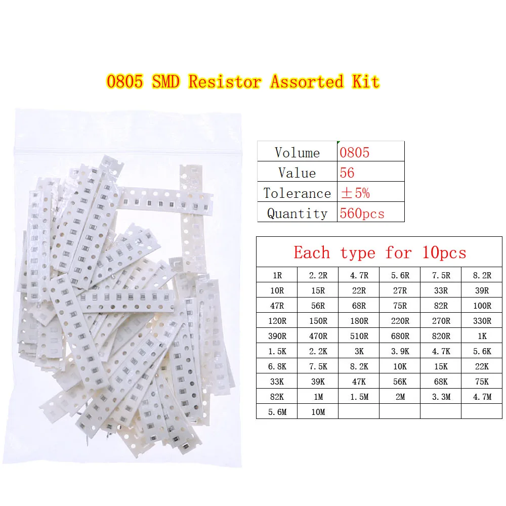 0402 0603 0805 1206 2512 SMD Chip Fixed Resistor 0ohm-10Mohm Assortment Kit carbon film resistors kit resistor assortment