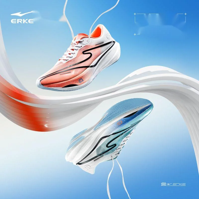 Chaussures de course Hongxing Erke Zhijing 1ère génération avec plaque en carbone pleine paume, course de marathon professionnelle PB rebond_voghion.com