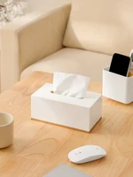 Japanese Style Simple Creative Bamboo Bottom Tissue Box Living Room Coffee Table Desktop Paper Box Household Napkin Storage Box 1