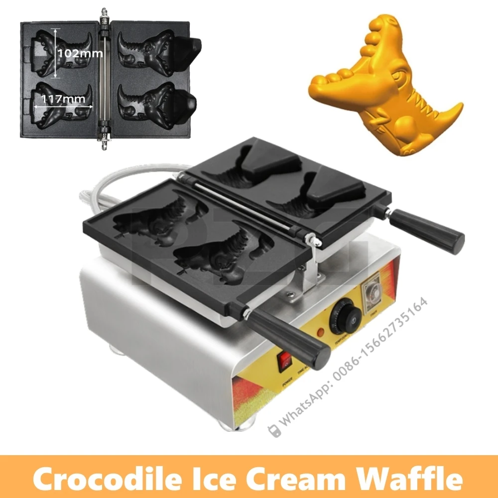 AutomaticDigitalAnimalTaiyakiMakerElectric2PcsOpenMouthCrocodileCakeIceCreamCone
