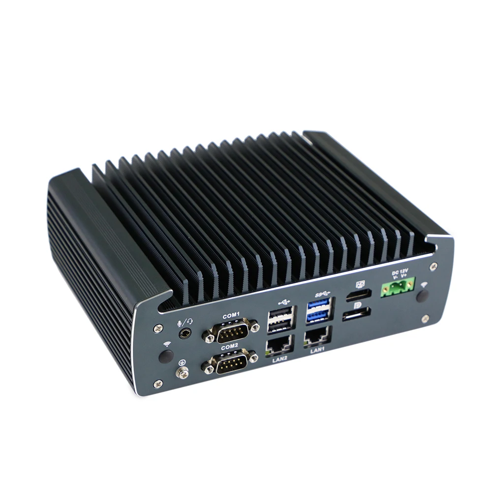 HUNSN Fanless Industrial PC,Mini Computer,IPC,Celeron J6412,IX15,Windows 11/Linux Ubuntu,TPM 2.0,6COM,HD,DP,3LAN,GPIO,9-36V 2Pin 5