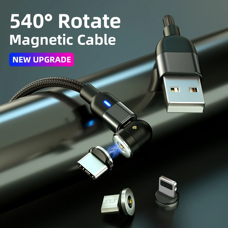 Câble magnétique USB C IPone rotatif à 540 ° Câble Micro USB pour iPhone 14 13 X 7 8s Pro Max Samung S20 21 Xiaomi Huawei Chargeur Cordon_voghion.com