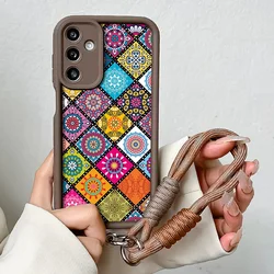 Vintage - Style Lanyard Phone Case - Galaxy M54 (484 - CoffeeSS)