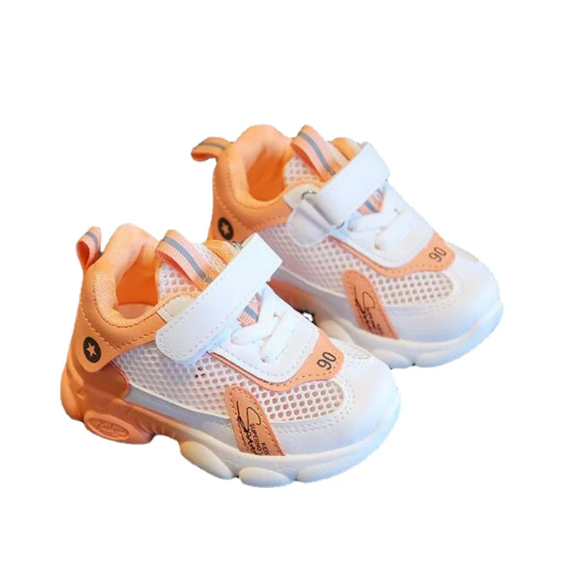 

2022 summer children's sports shoes hollow out breathable mesh shoes boys girls small white shoes soft soled Baby Toddler shoes