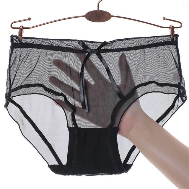 Cheers Women Sexy Breathable See-through Mesh Panties Bowknot