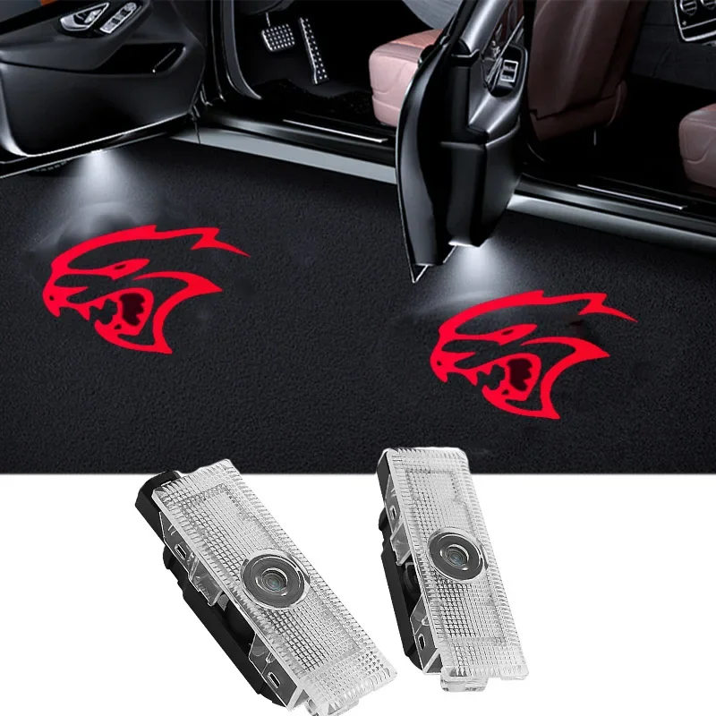 

2PCS for Dodge Demon Hellcat Challenger Charger LED Car Door Projector Welcome Lights Decor Shadow Courtesy Ghost Badge Lamp